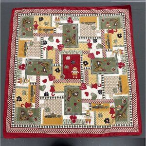 Folksy Patchwork Quilt Handmade Whimsical Home Decor Wall Hanging Headwear